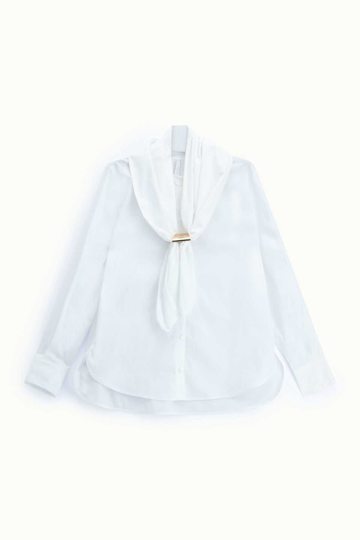 Chemise en popeline à foulard amovible blanche – Femme