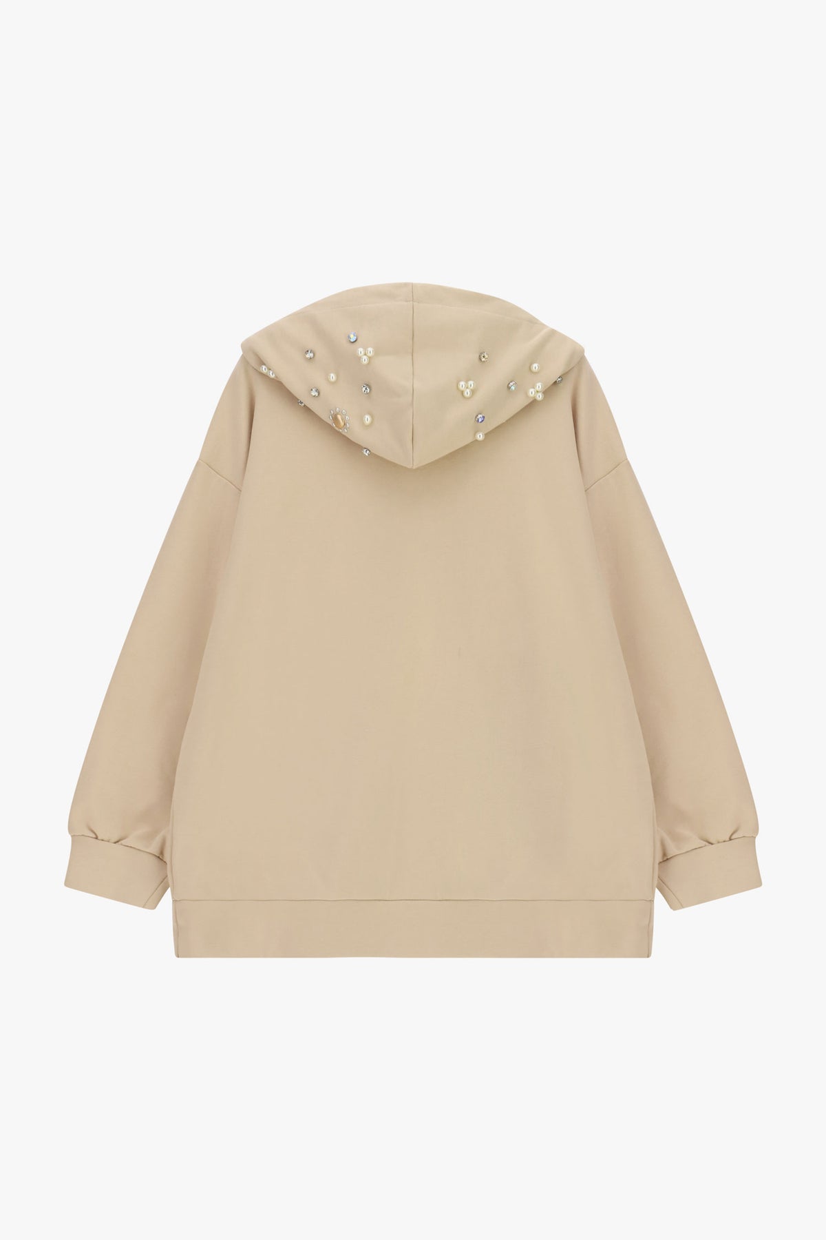 Sweat à capuche perlé oversize ivoire, vue de dos – Dixie