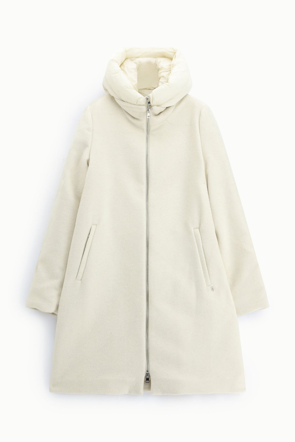 Manteau à plastron matelassé écru – Please