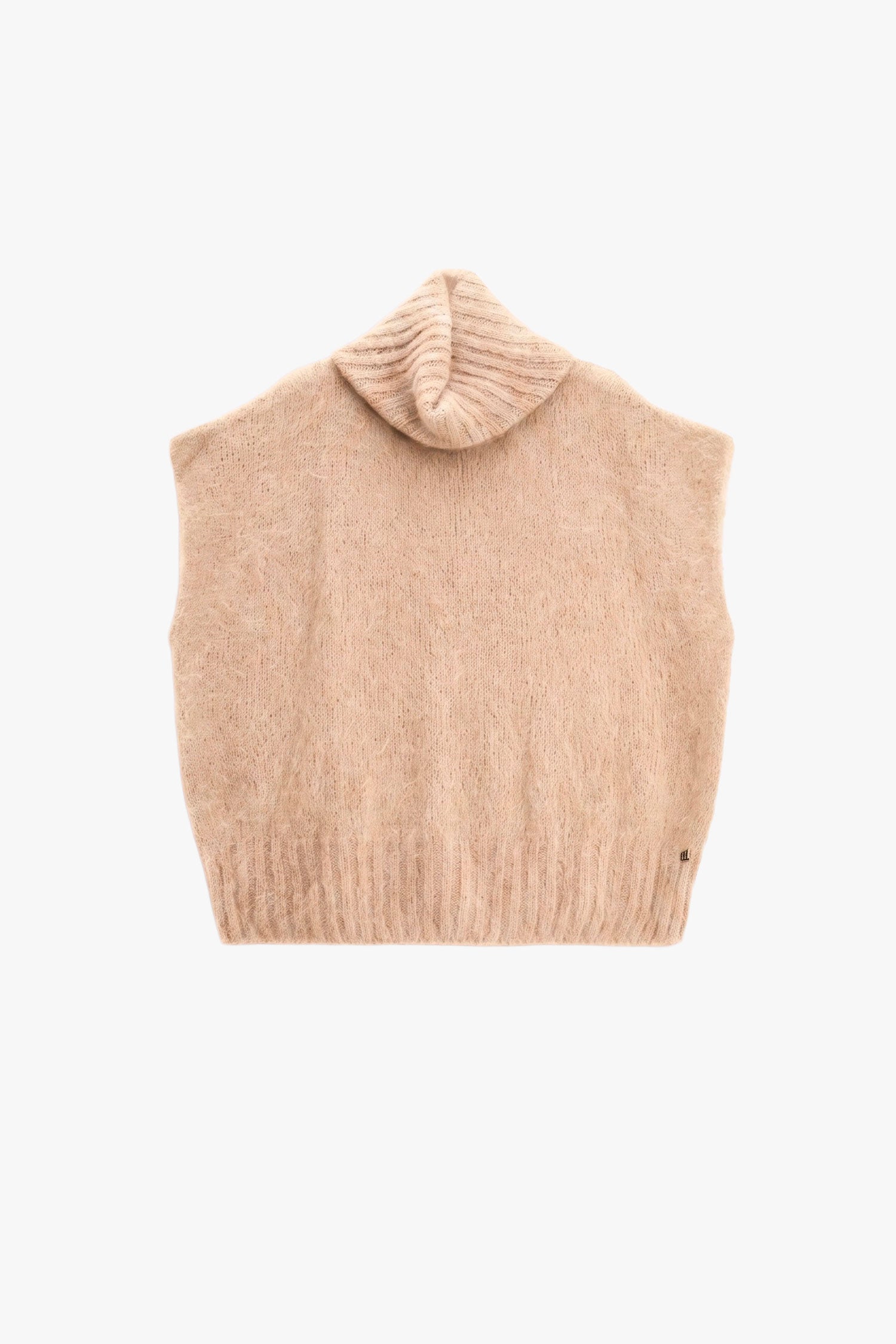 Pull col roule sans manches ecru Dixie Femme vue de face