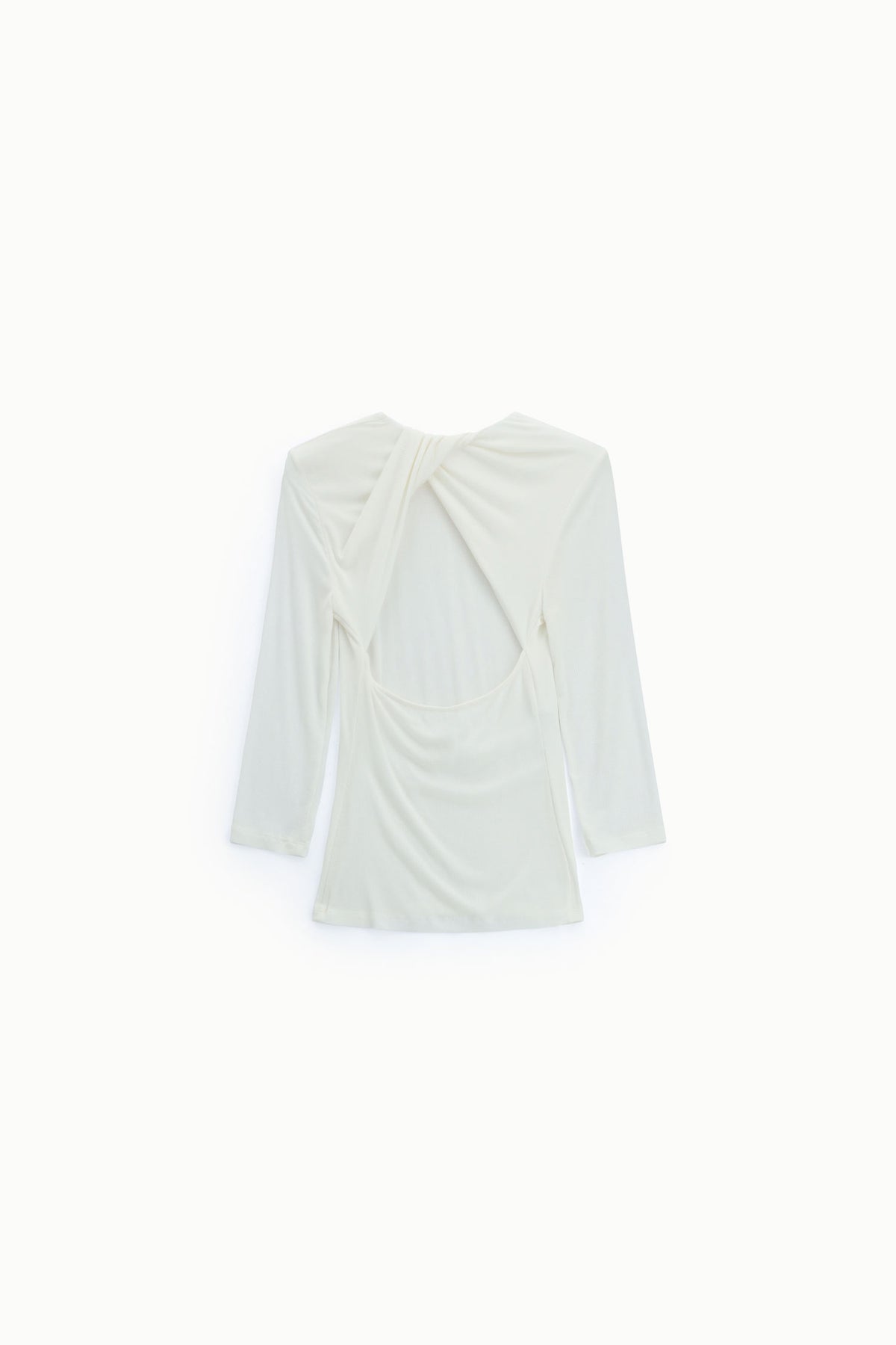 Top dos ouvert drapé manches trois-quarts écru – Femme