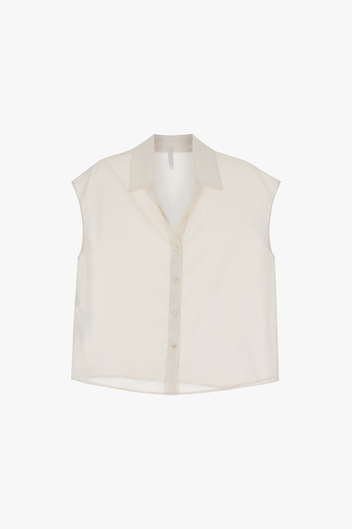 Chemisier sans manches en crêpe satin champagne – Femme