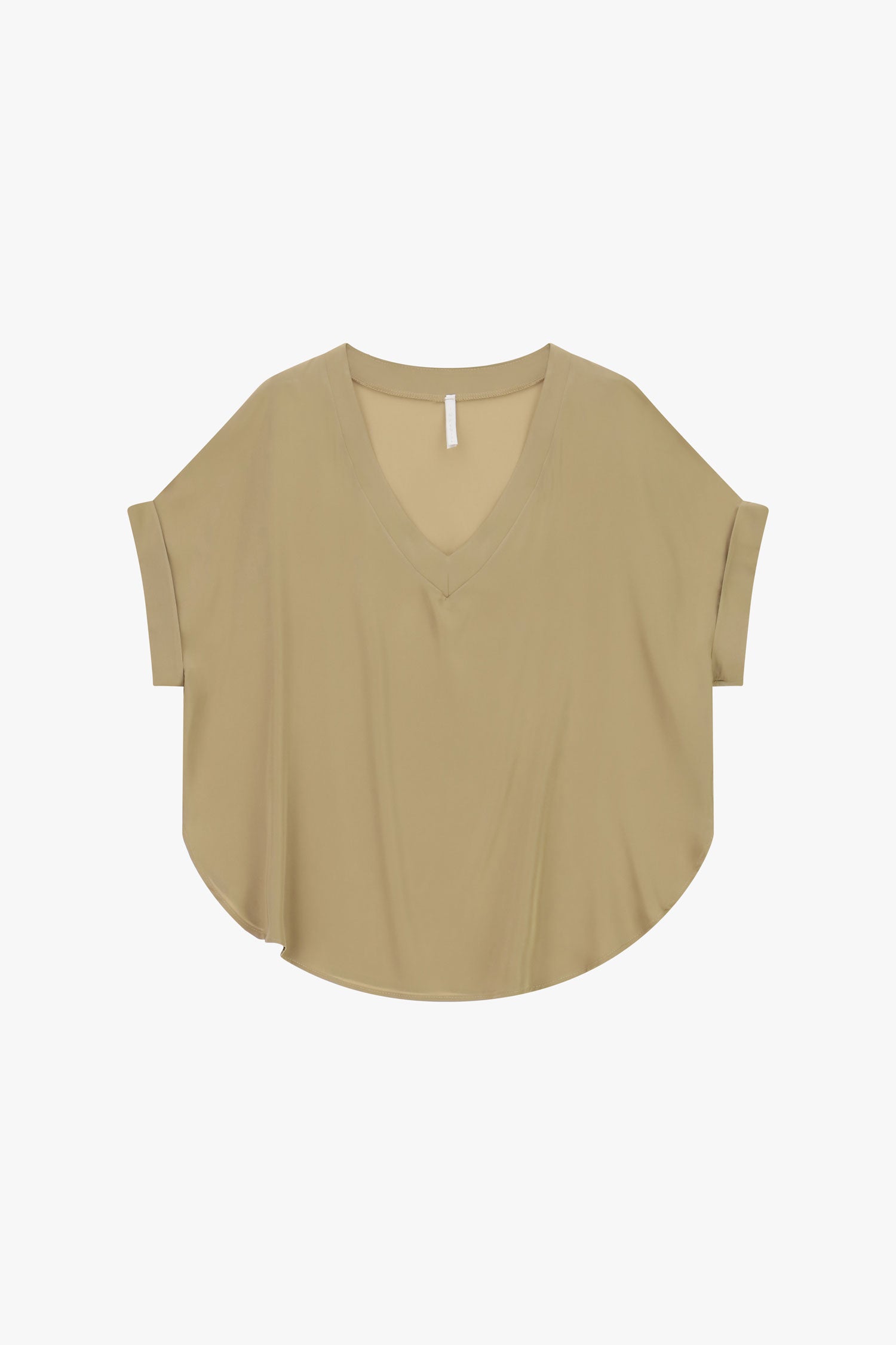 T-shirt oversize en crepe satin beige Imperial Femme vue de face