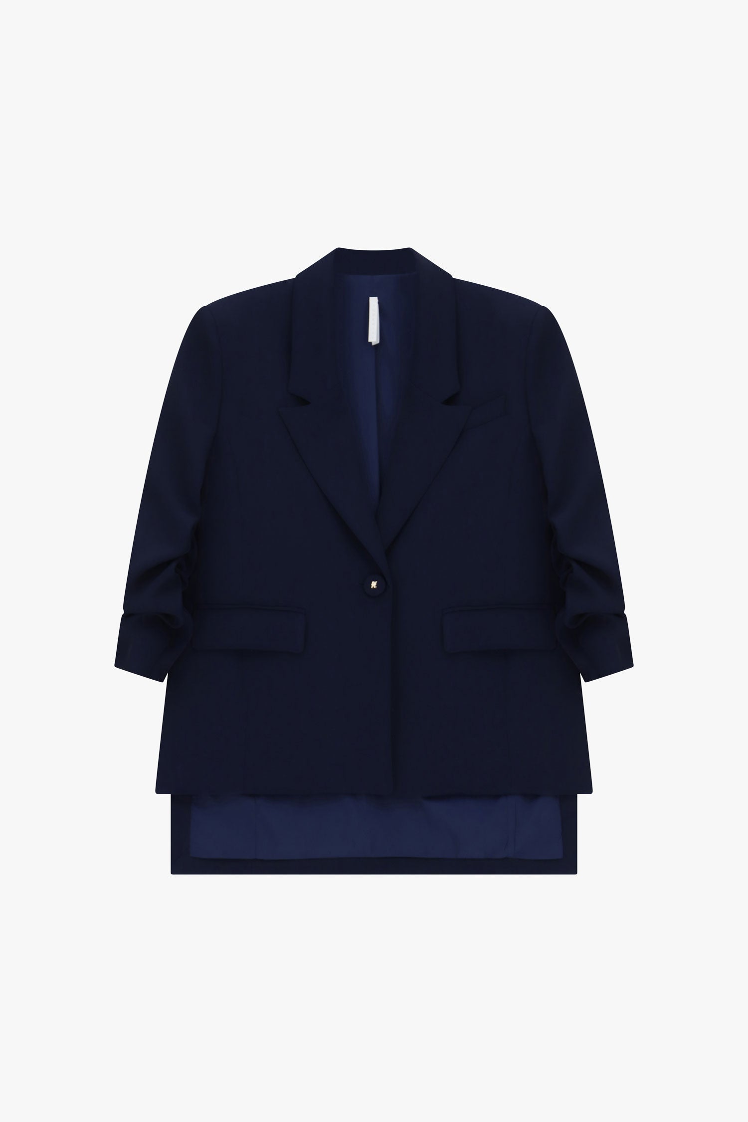 Blazer fluide manches froncees en crepe bleu marine Imperial Femme vue de face