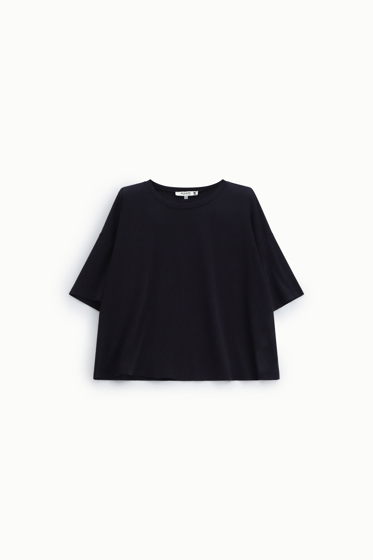 Top ample pique de viscose et lurex bleu marine Please Femme vue de face