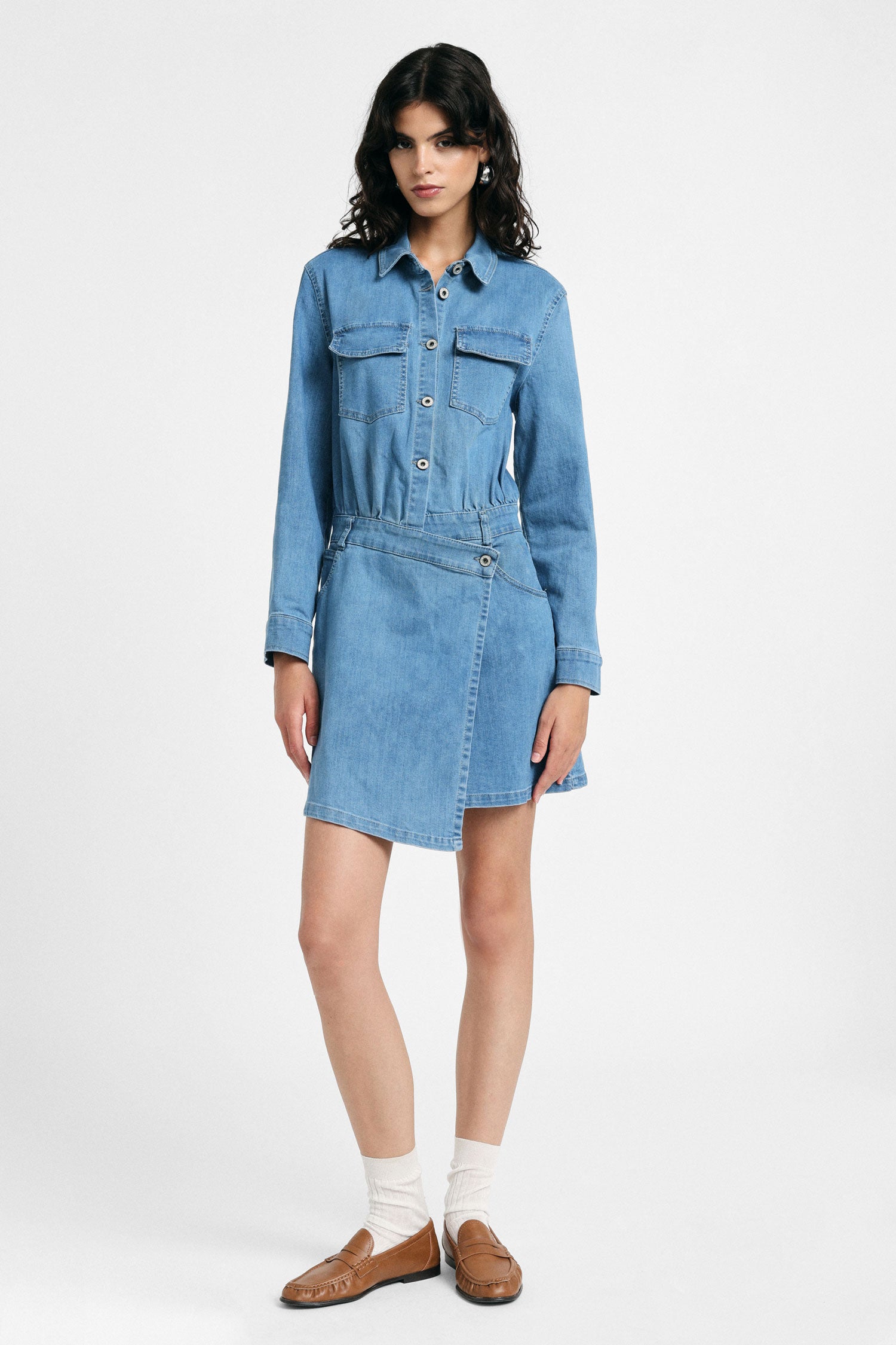 Robe courte en denim Please Femme vue portee