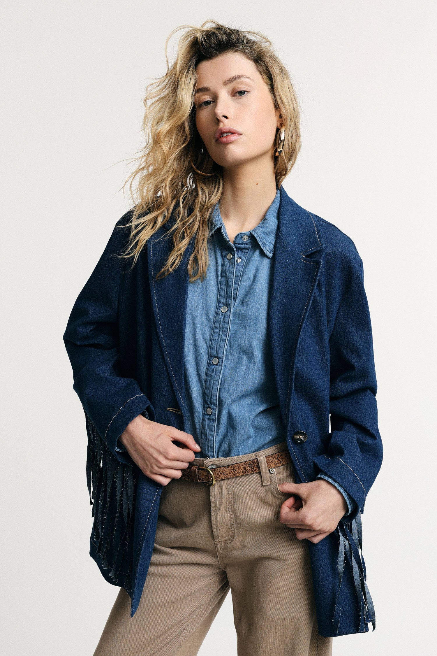 Blazer en jean a franges - Please