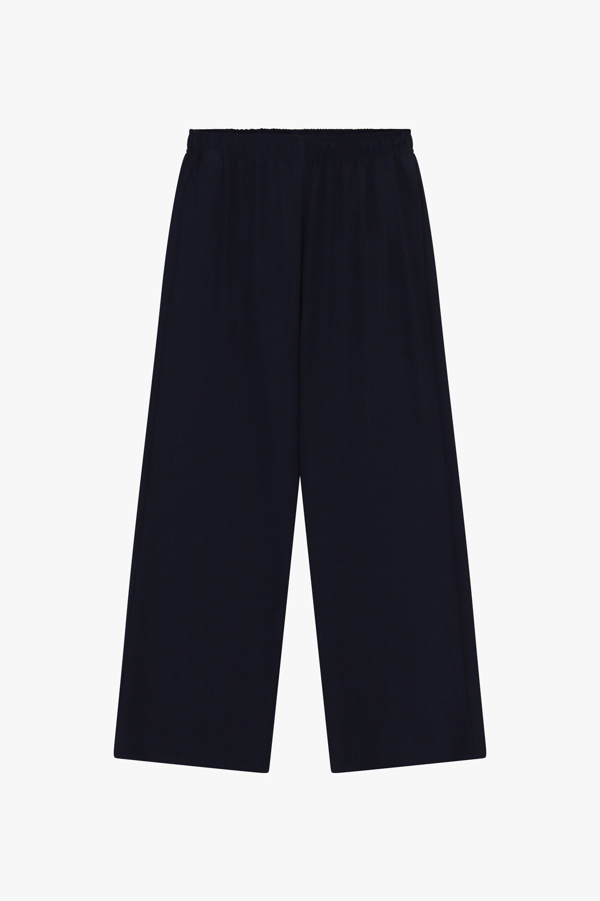 Pantalon palazzo en crêpe infroissable bleu nuit – Femme