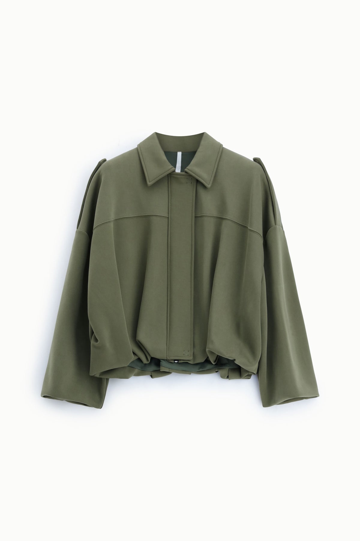 Sweat-shirt col chemise à bas élastiqué kaki – Femme