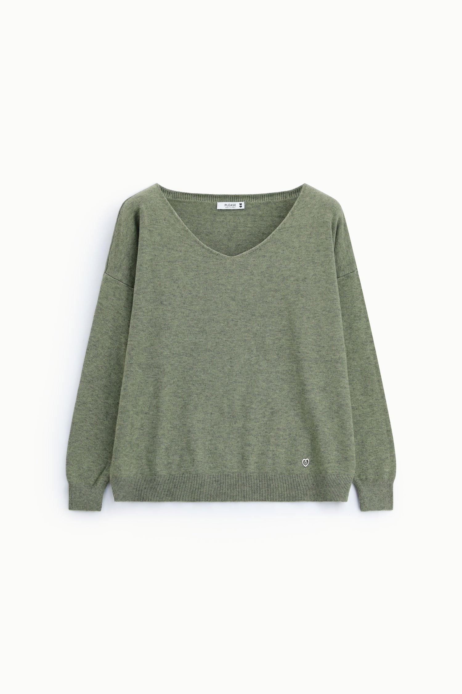 Pull vert olive Please Femme vue produit