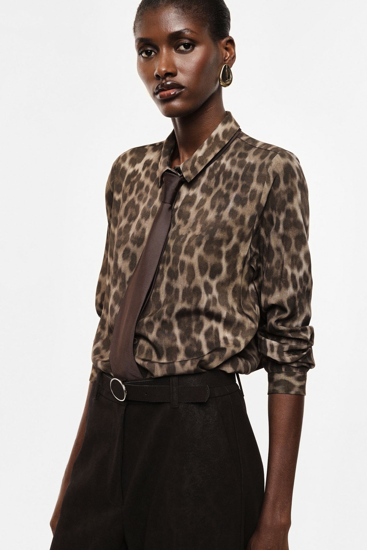Chocolate leopard print long-sleeved shirt – Imperial