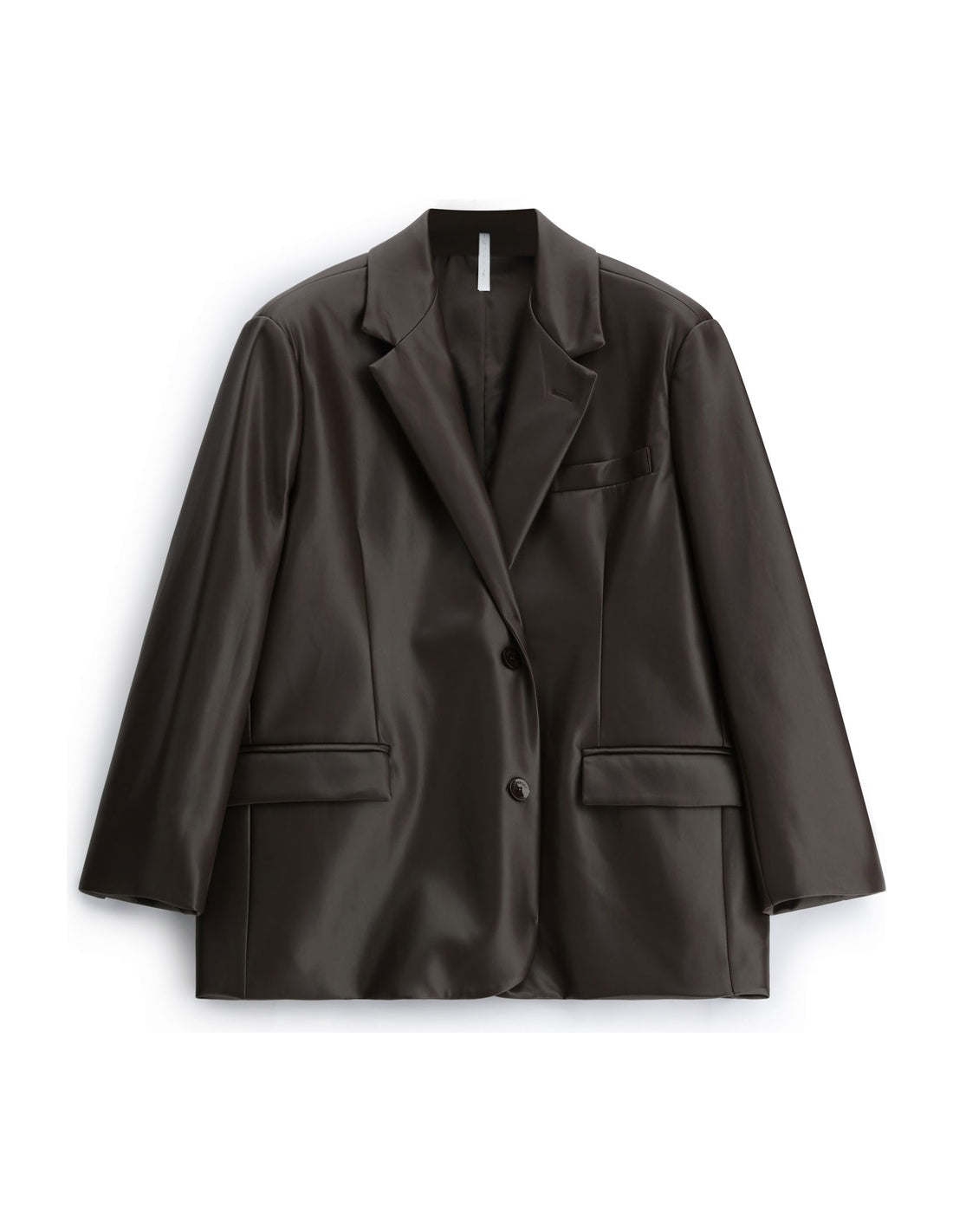 Blazer oversize effet cuir marron à plat – Imperial