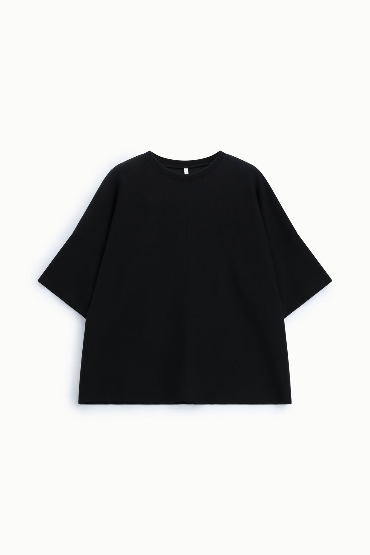 Sweat-shirt oversize manches courtes en point de Milan noir – Femme