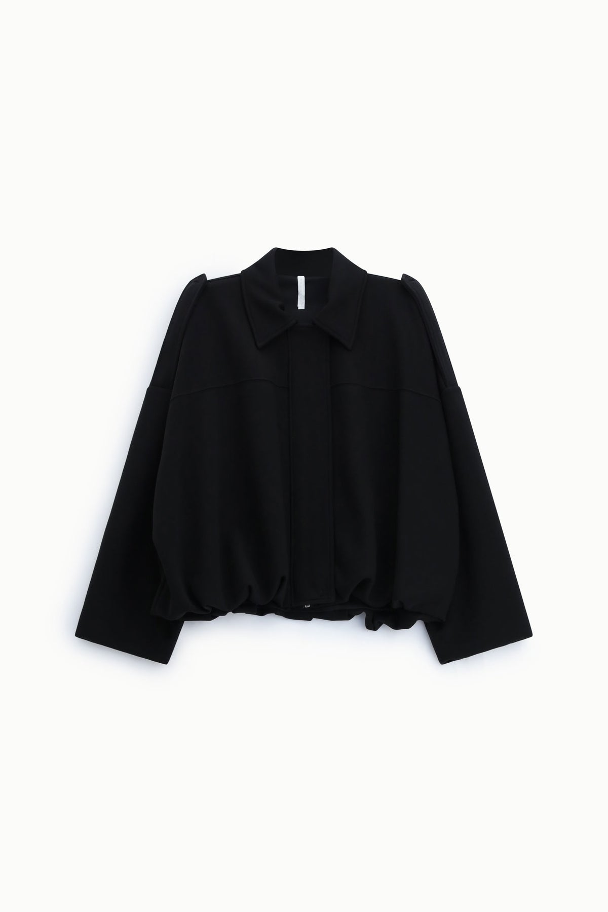 Sweat-shirt col chemise à bas élastiqué noir – Femme