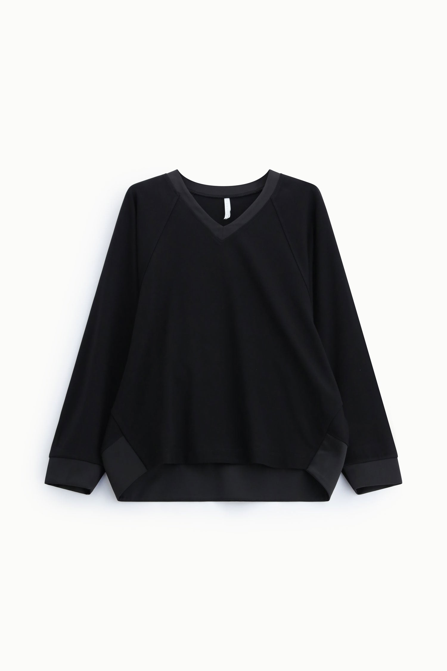 Sweat-shirt col V manches chauve-souris poignets satin noir Imperial Femme