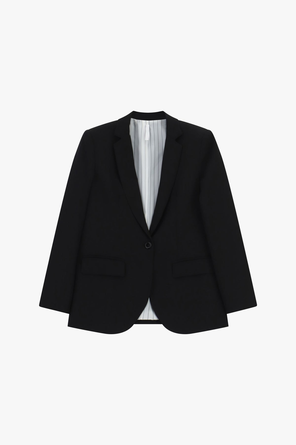 Blazer une boutonnière à doublure rayée noir – Femme
