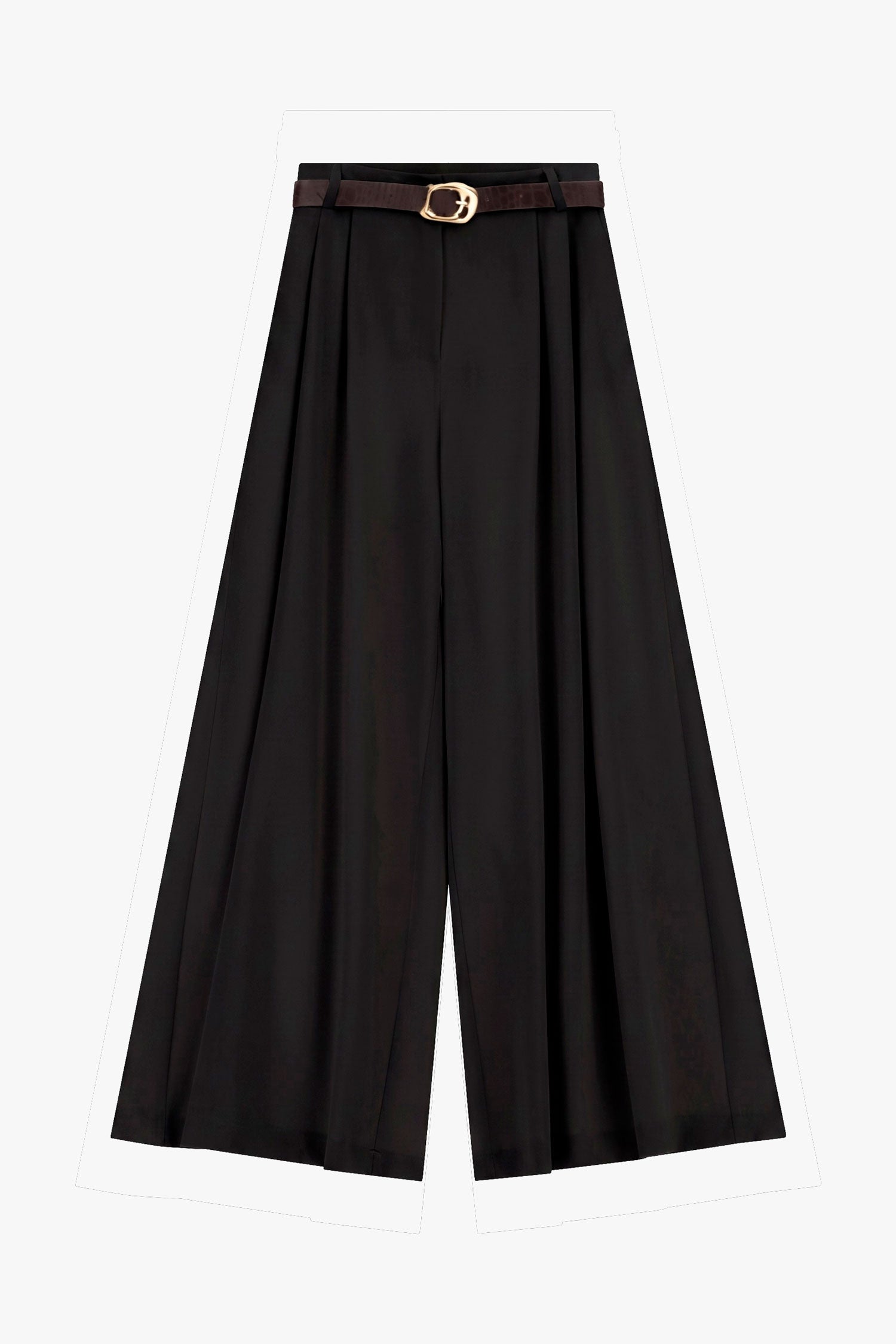 Pantalon palazzo taille haute à pinces noir Imperial Femme