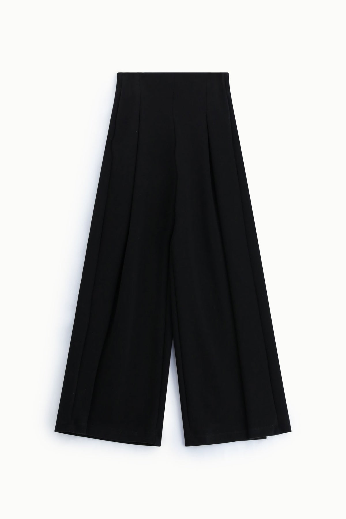 Pantalon palazzo à plis en point de Milan noir – Femme