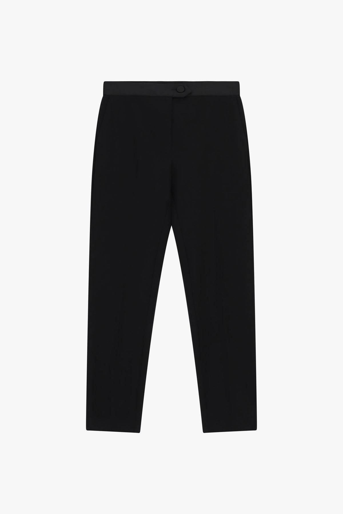 Pantalon de smoking cigarette finition satin noir – Femme