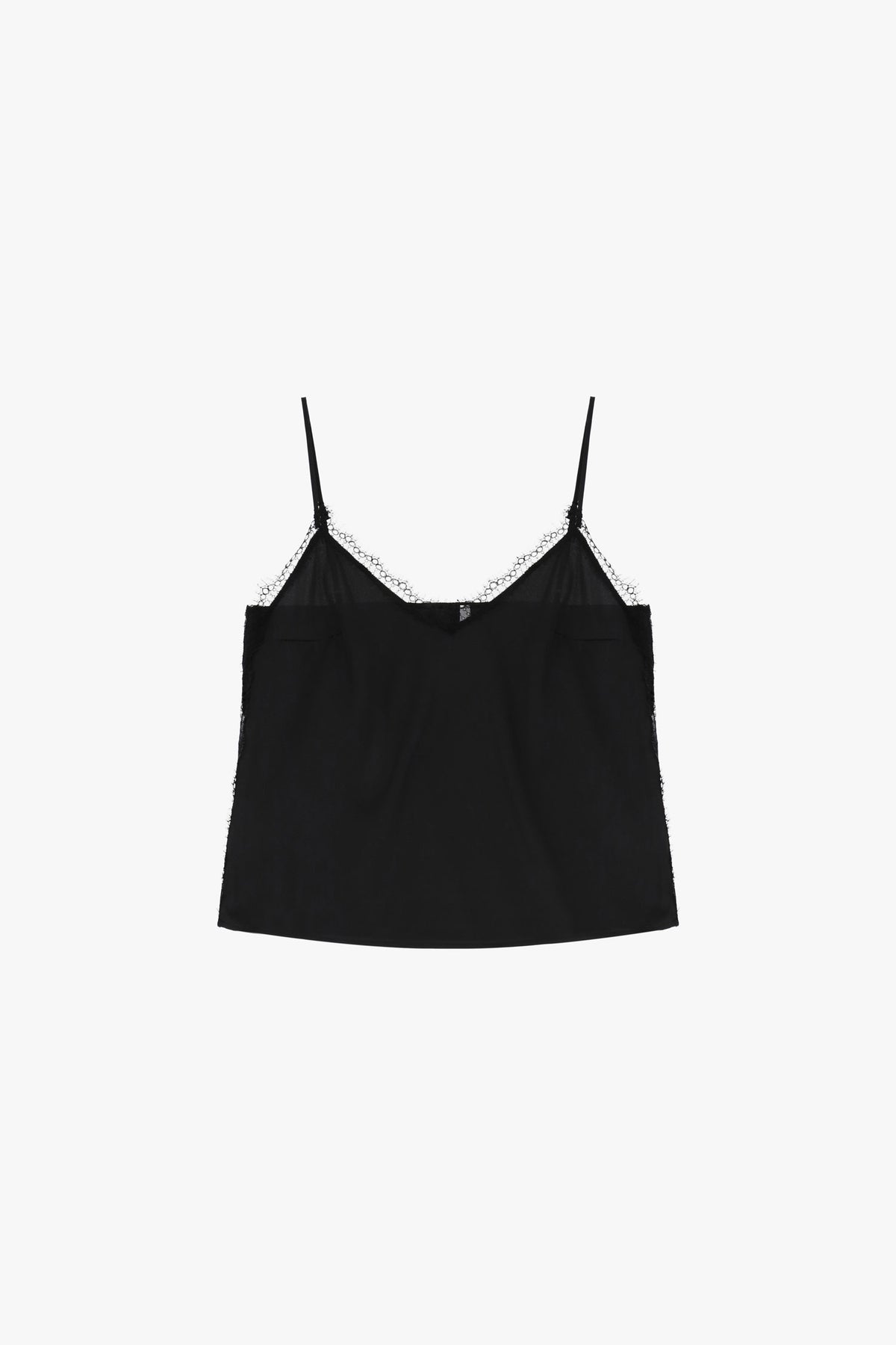 Caraco en satin bordé de dentelle noir – Femme