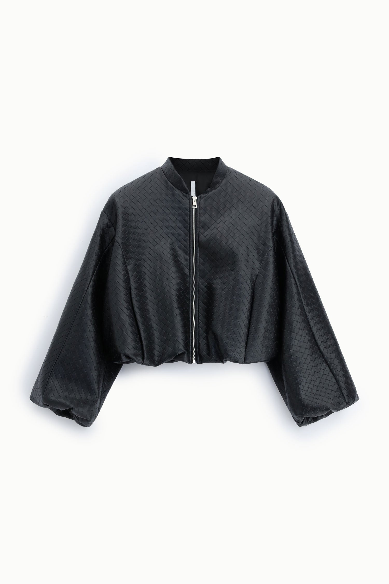 Bomber court eco-cuir tresse gaufre noir Imperial Femme vue produit