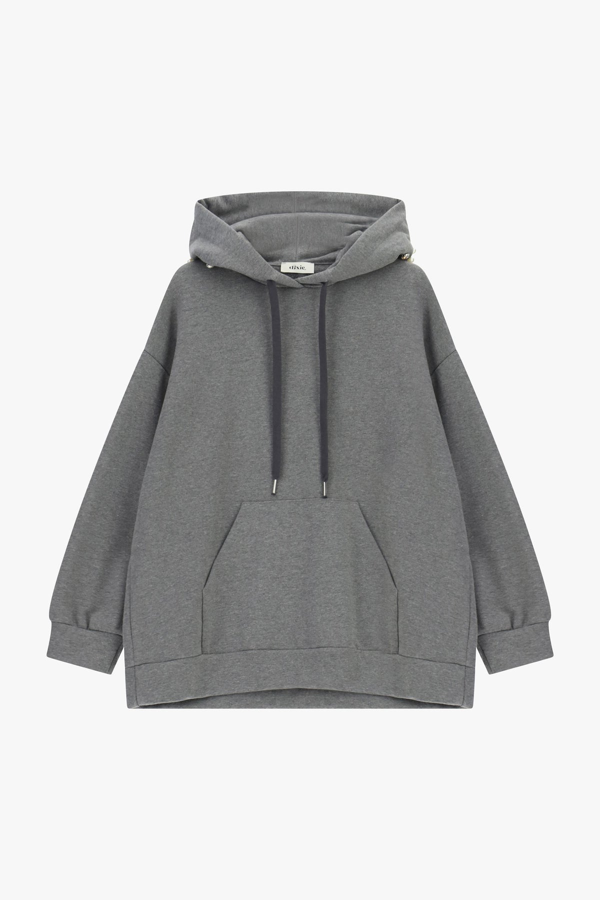 Sweat à capuche perlé oversize gris moyen – Dixie