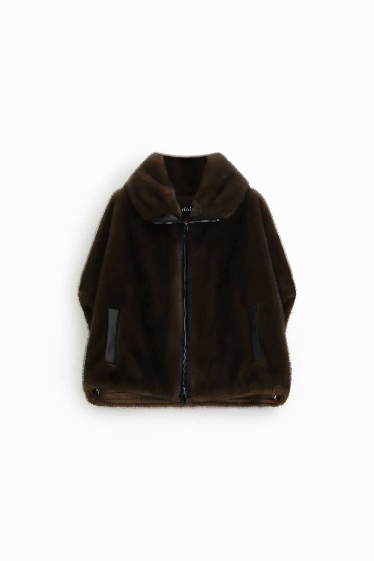 Blouson court en fausse fourrure zippé vison – Femme