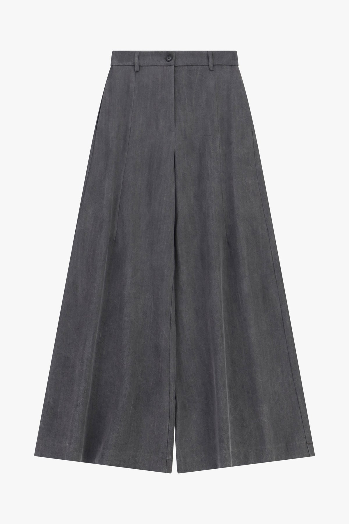 Pantalon palazzo taille haute façon denim gris denim – Femme