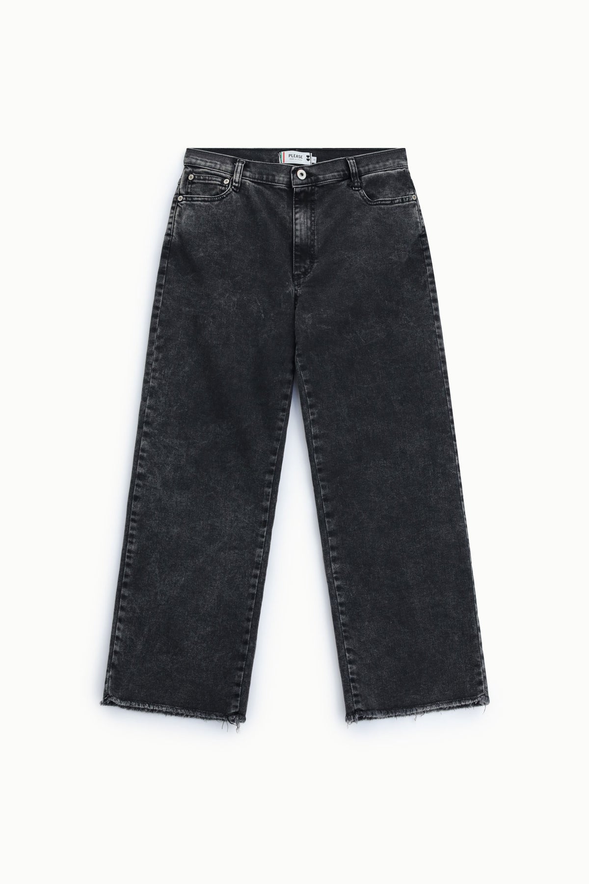 Jean large raccourci noir délavé Please vue produit