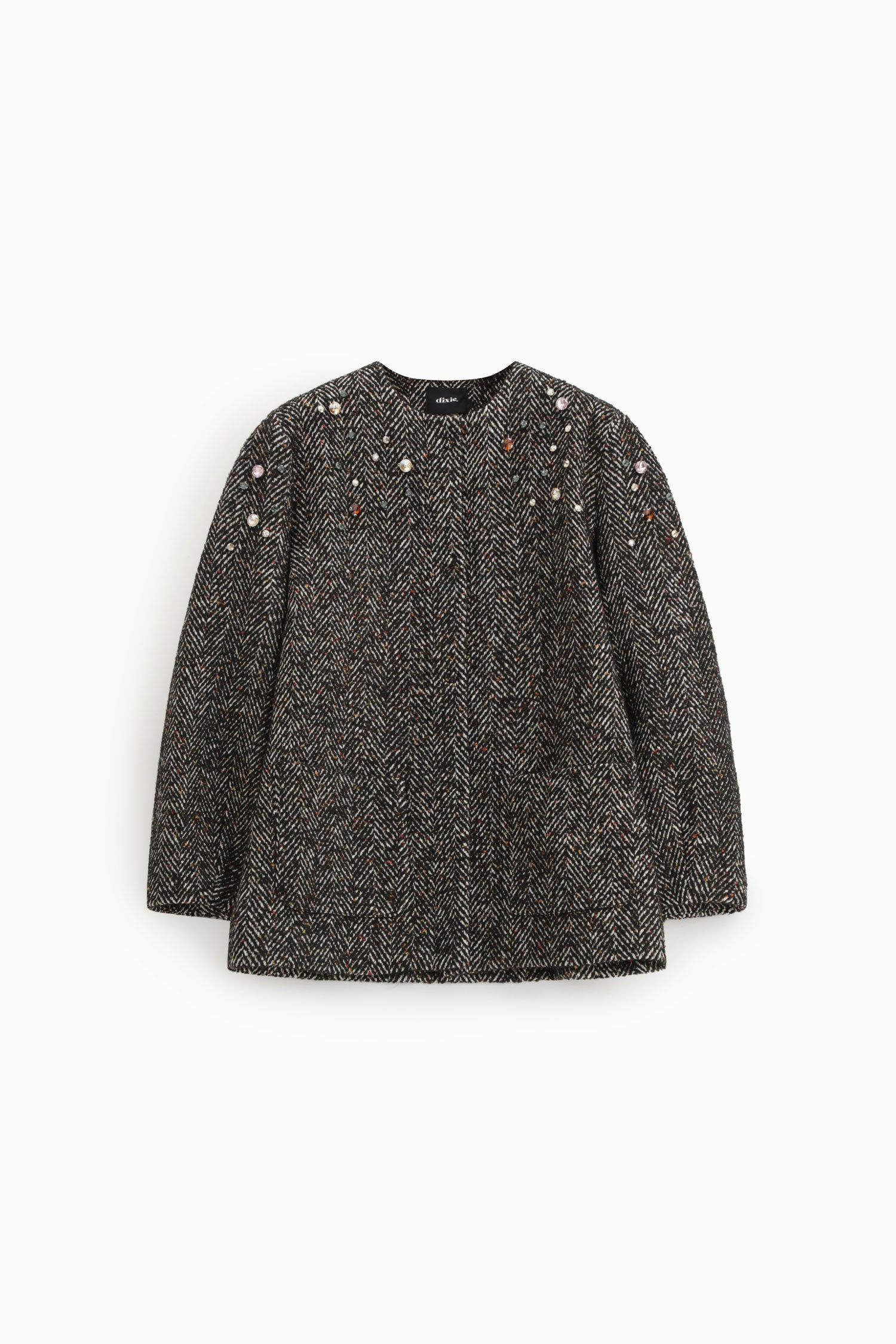 Blouson matelasse blanc et noir Dixie Femme vue de face