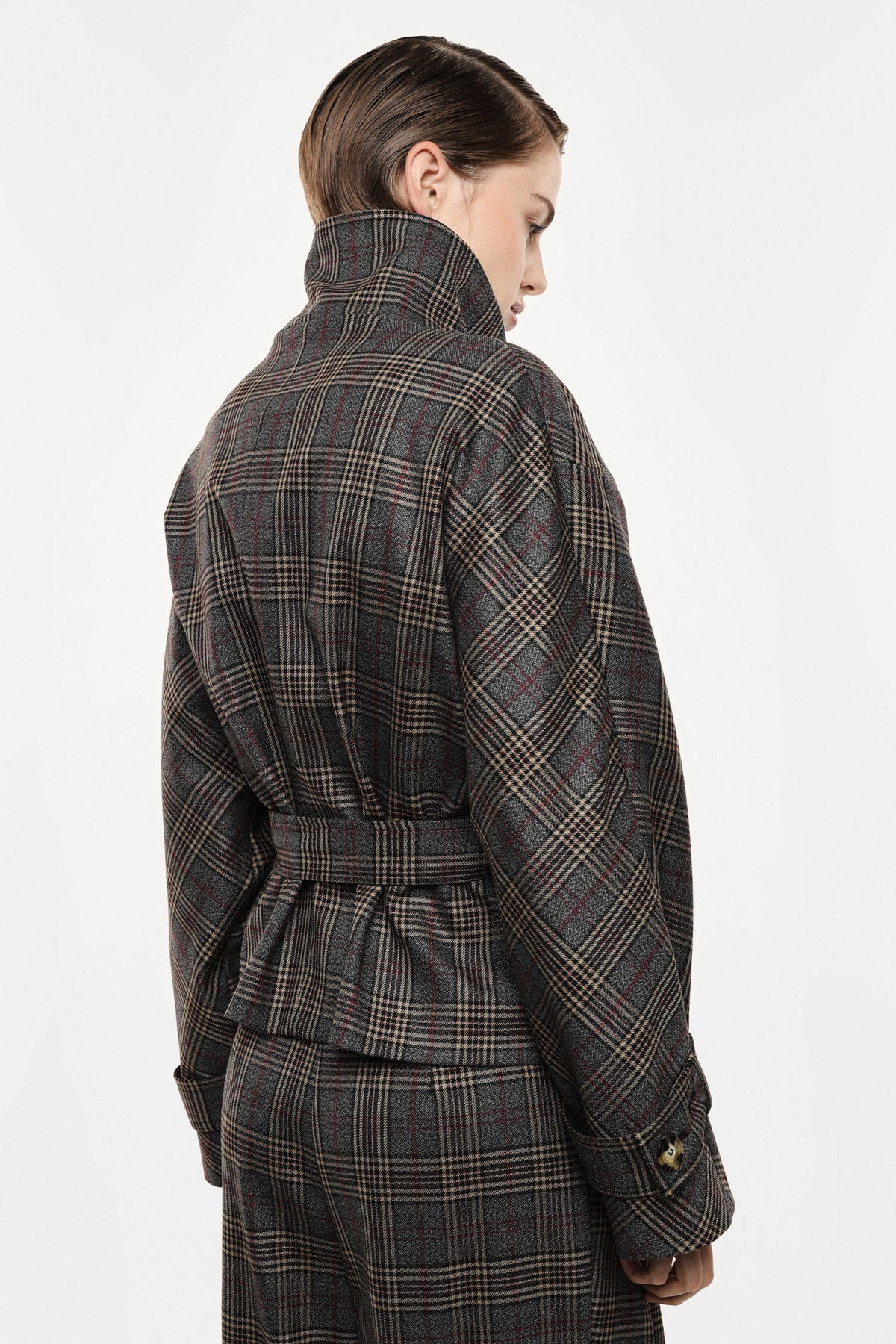 Veste en drap flanelle prince de Galles gris et camel – Imperial