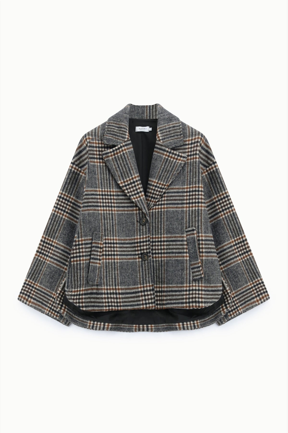 Veste courte prince-de-galles noir et tabac – Please