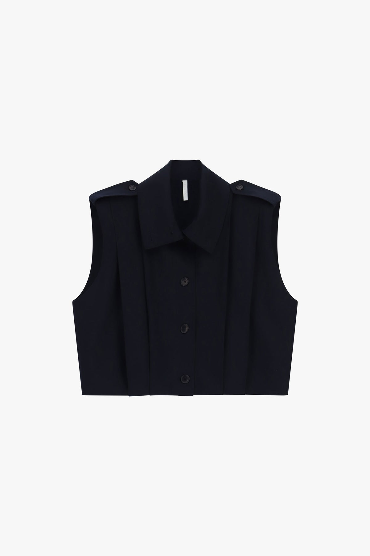 Veste sans manches oversize col montant bleu nuit – Femme