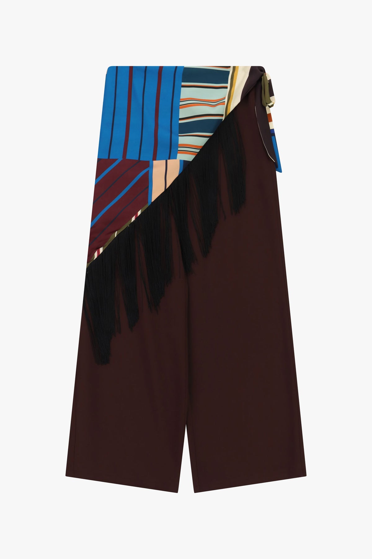 Pantalon palazzo taille haute en crêpe satin prune – Femme