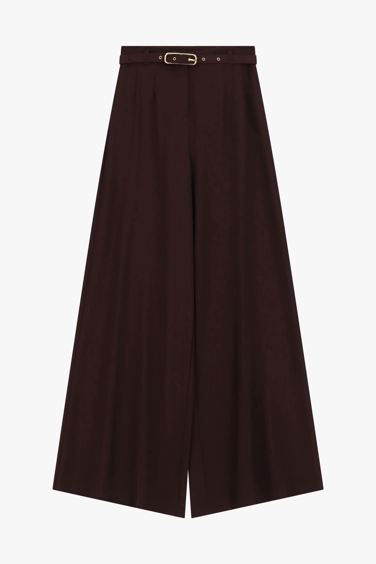 Pantalon palazzo taille haute ceinture bordeaux Imperial Femme vue de face