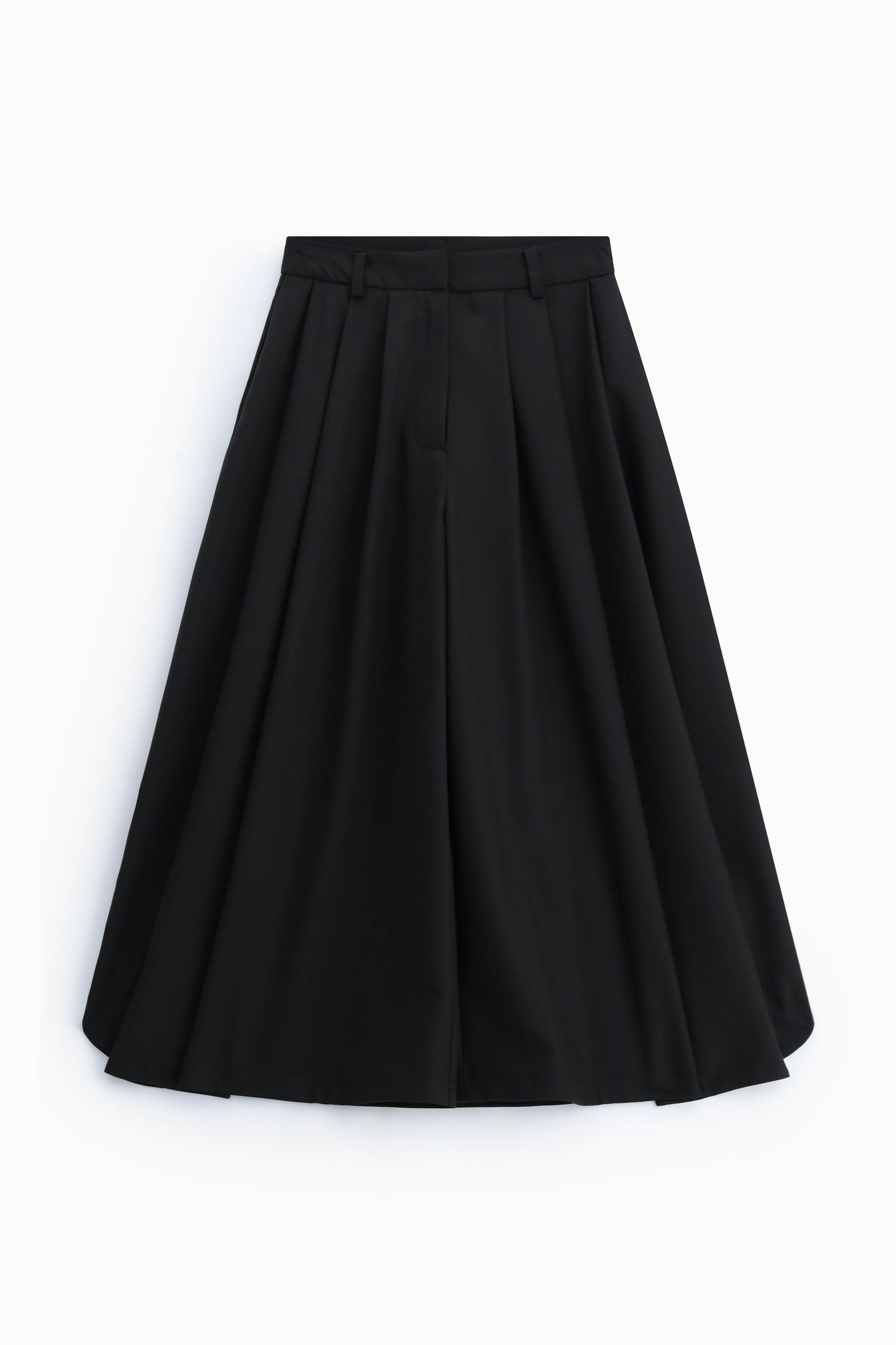 Jupe-culotte noire à pinces et ourlet arrondi Imperial, vue de face à plat