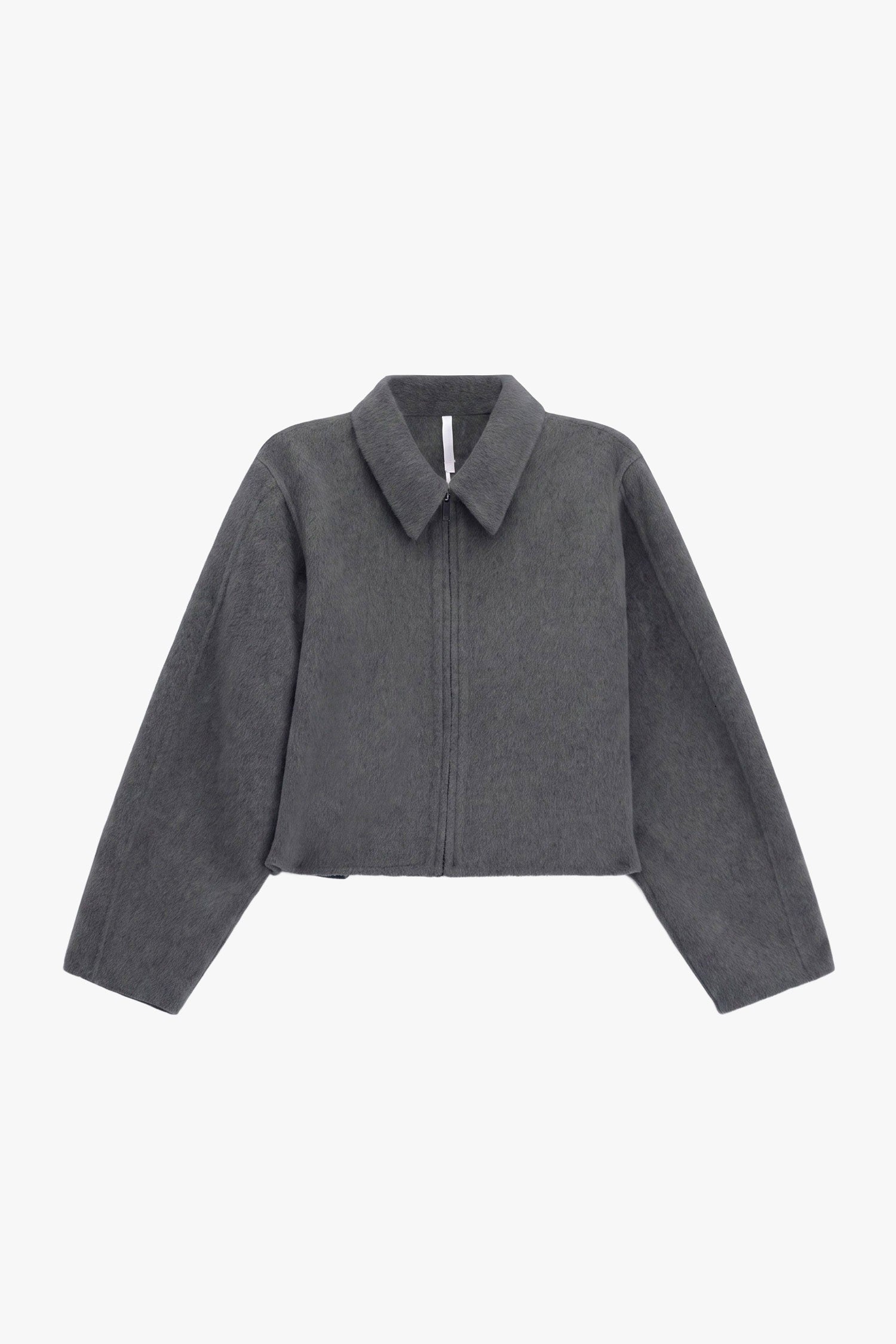Blouson court zippé à col pointe anthracite Imperial, vue de face à plat