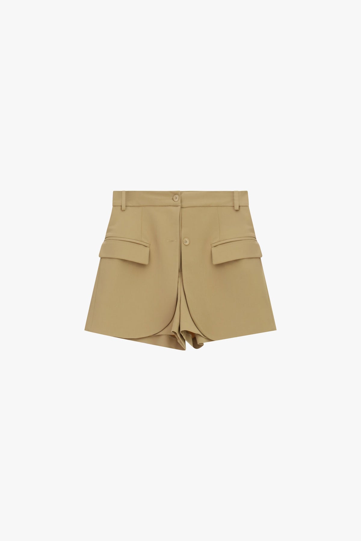 Short beige à taille haute et pans de jupe rapportés Imperial, vue de face à plat