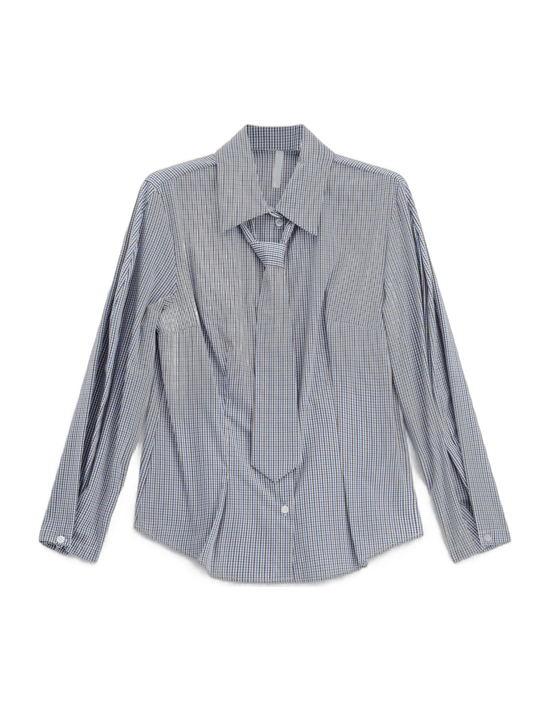 Chemise ajustée à carreaux vichy avec cravate bleu ciel et marron – Imperial
