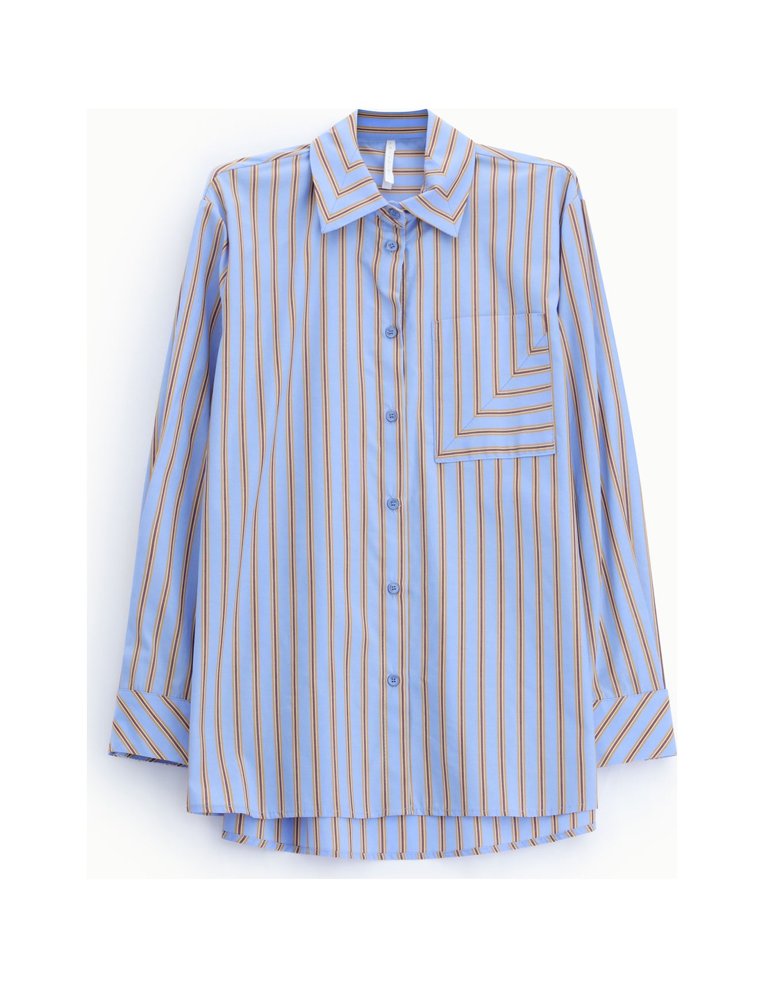 Chemise rayée oversize à poche bleu ciel à plat – Imperial