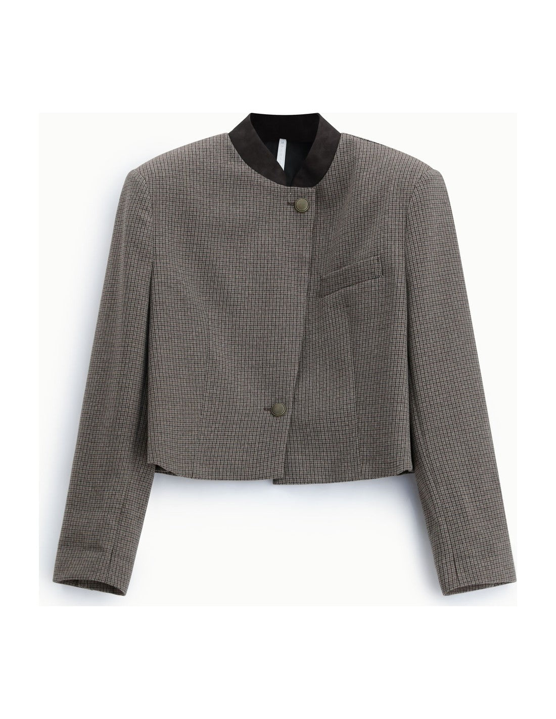 Veste courte à col officier contrasté taupe et noir à plat – Imperial