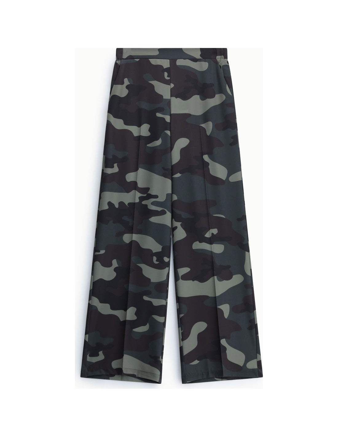 Pantalon palazzo camouflage vert militaire à plat – Imperial