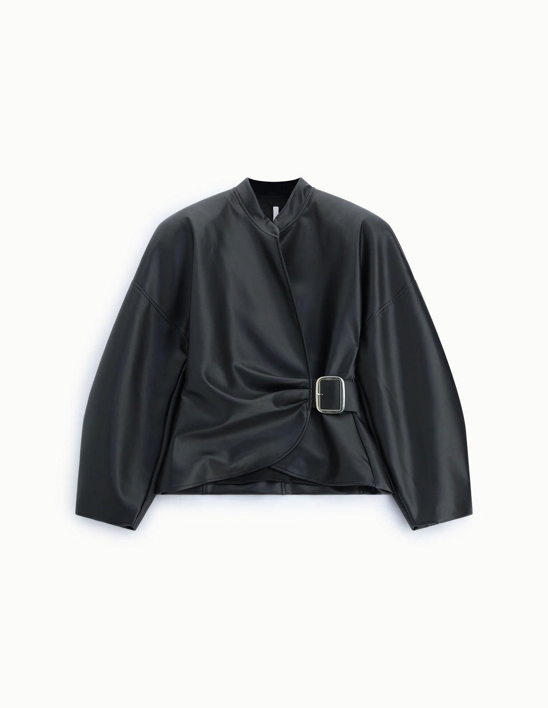 Veste courte en éco-cuir à boucle noire à plat – Imperial