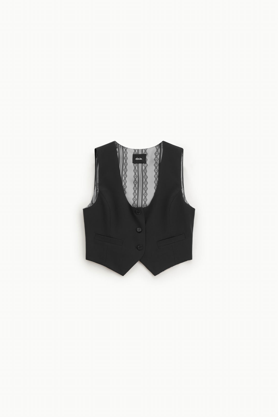 Gilet de tailleur court a trois boutons noir Dixie Femme vue de face