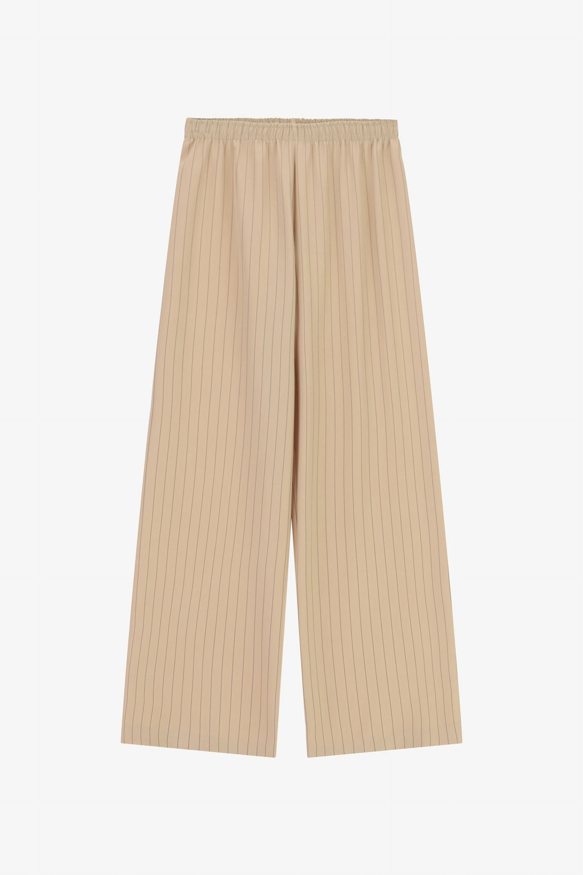 Pantalon palazzo rayé en crêpe beige – Imperial Femme
