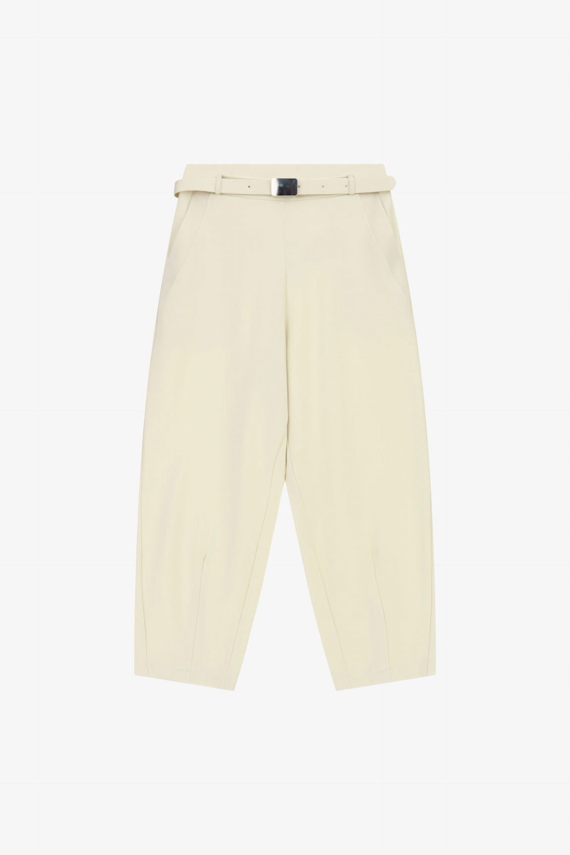 Pantalon ballon 3/4 taille haute ceinturé écru – Imperial Femme