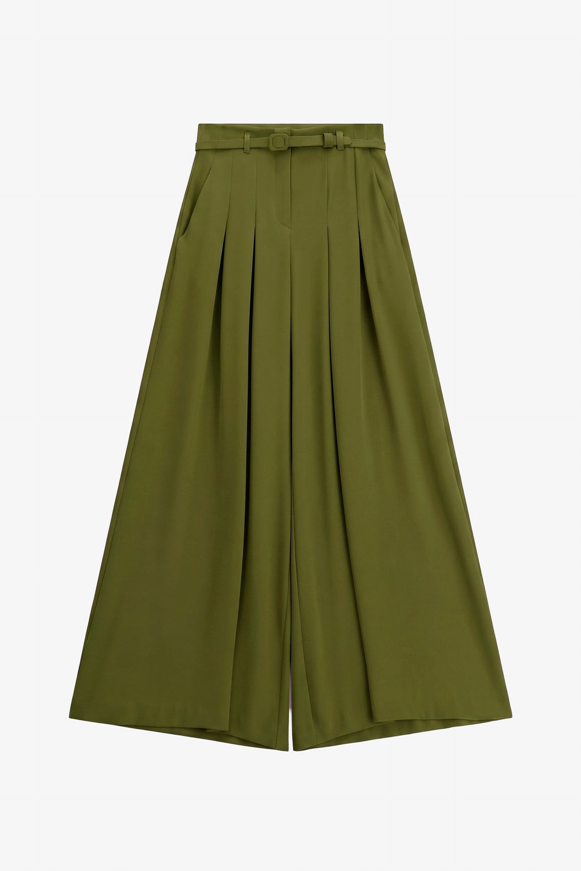 Pantalon palazzo taille haute ceinturé kaki – Imperial Femme