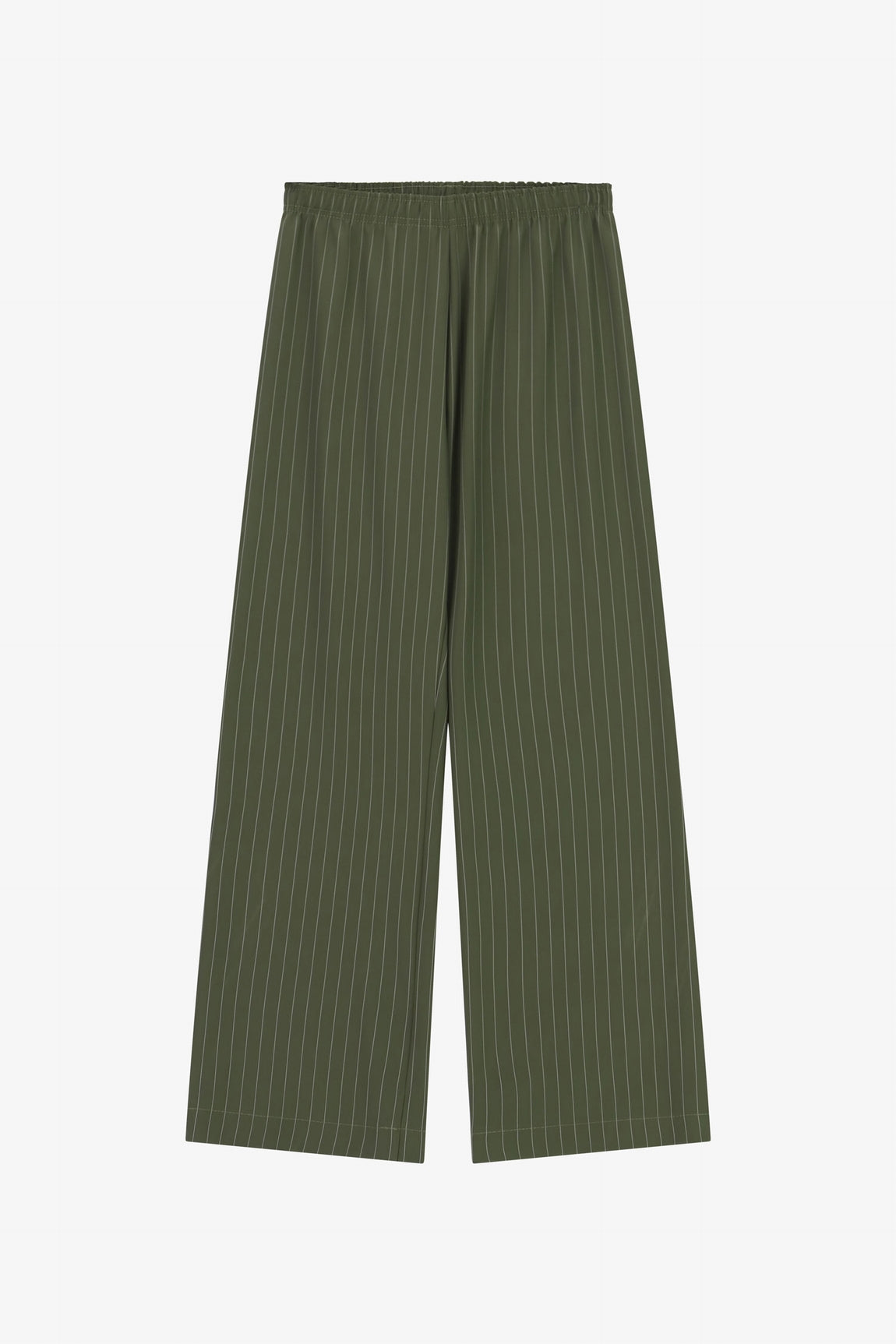 Pantalon palazzo rayé en crêpe kaki – Imperial Femme