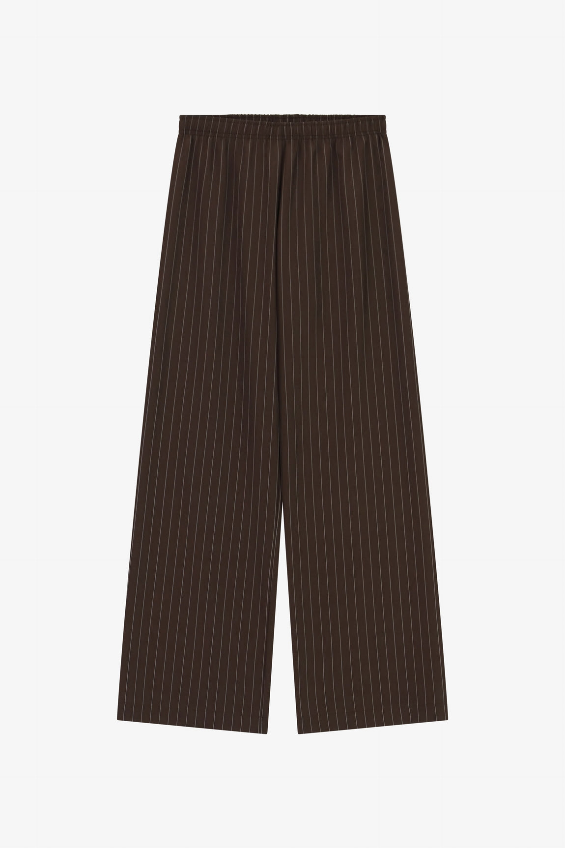 Pantalon palazzo rayé en crêpe chocolat – Imperial Femme