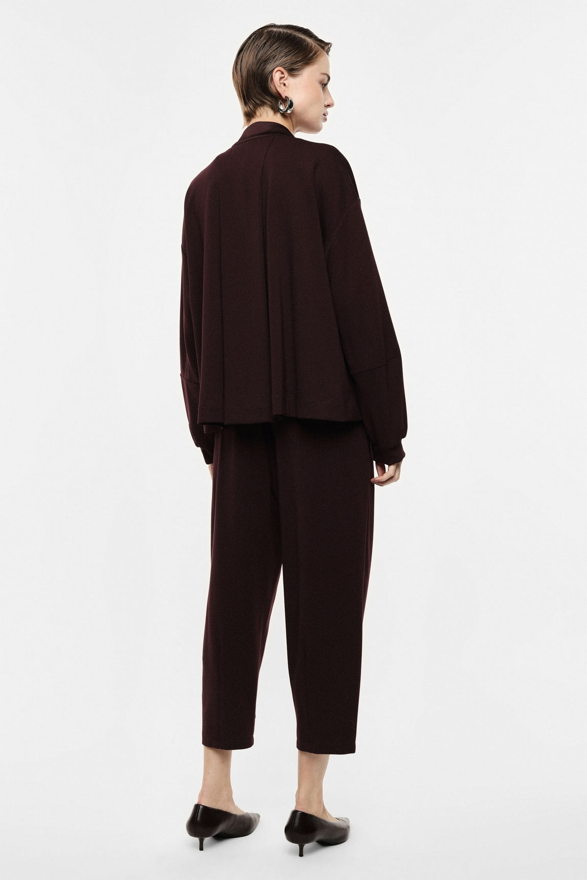 Pantalon ballon 3/4 taille haute ceinturé bordeaux – Imperial Femme, vue 2